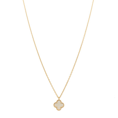 Van Cleef & Arpels 18K Yellow Gold Mother of Pearl Sweet Alhambra Pendant Necklace 1 of 5