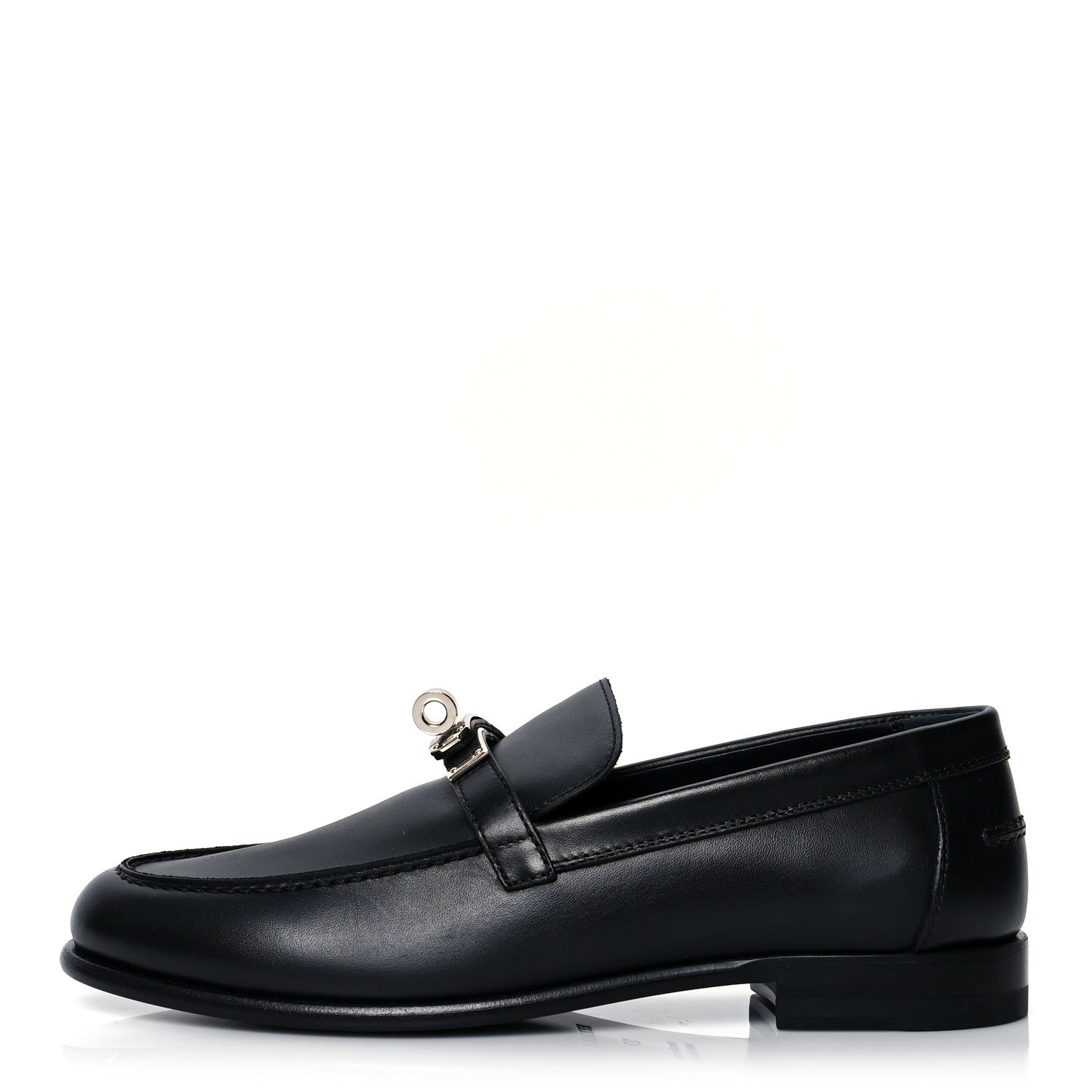 Hermes Calfskin Womens Destin Loafers 37 Black 1 of 9
