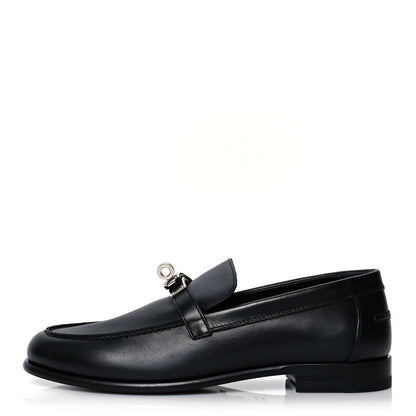 Hermes Calfskin Womens Destin Loafers 37 Black 1 of 9