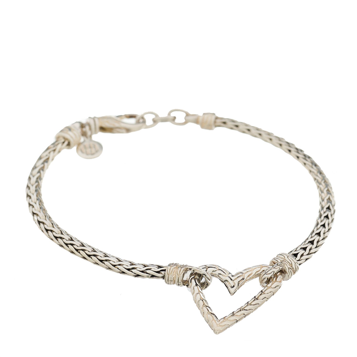 John Hardy Sterling Silver Manah Classic Chain Heart Station Bracelet 1 of 4