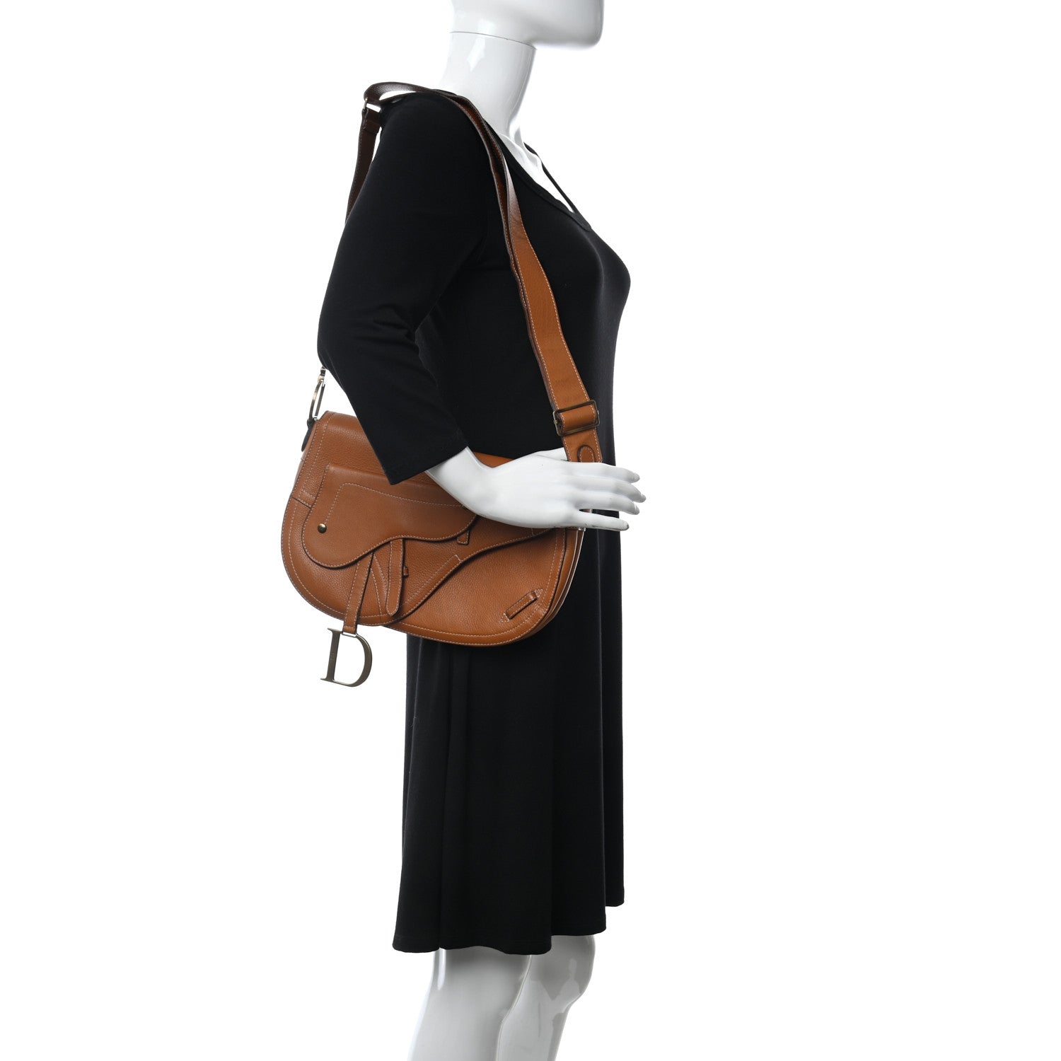 Christian Dior Calfskin Baudrier Double Saddle Bag Brown 3 of 10