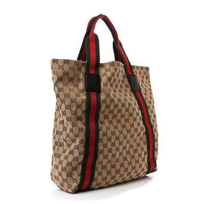 Gucci GG Monogram Medium Web Handle Vertical Tote Dark Brown 3 of 10