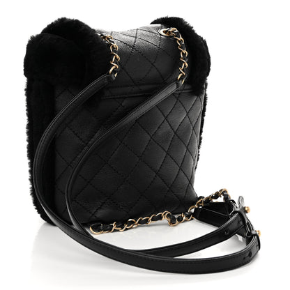 Chanel Lambskin Shearling Quilted CC Backpack Black 3 of 9