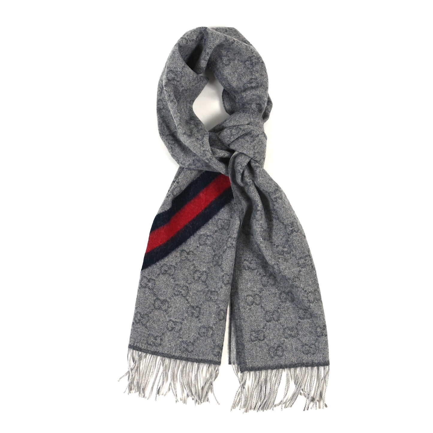 Wool Angora Monogram Web New Nikky Scarf Zinc Blue