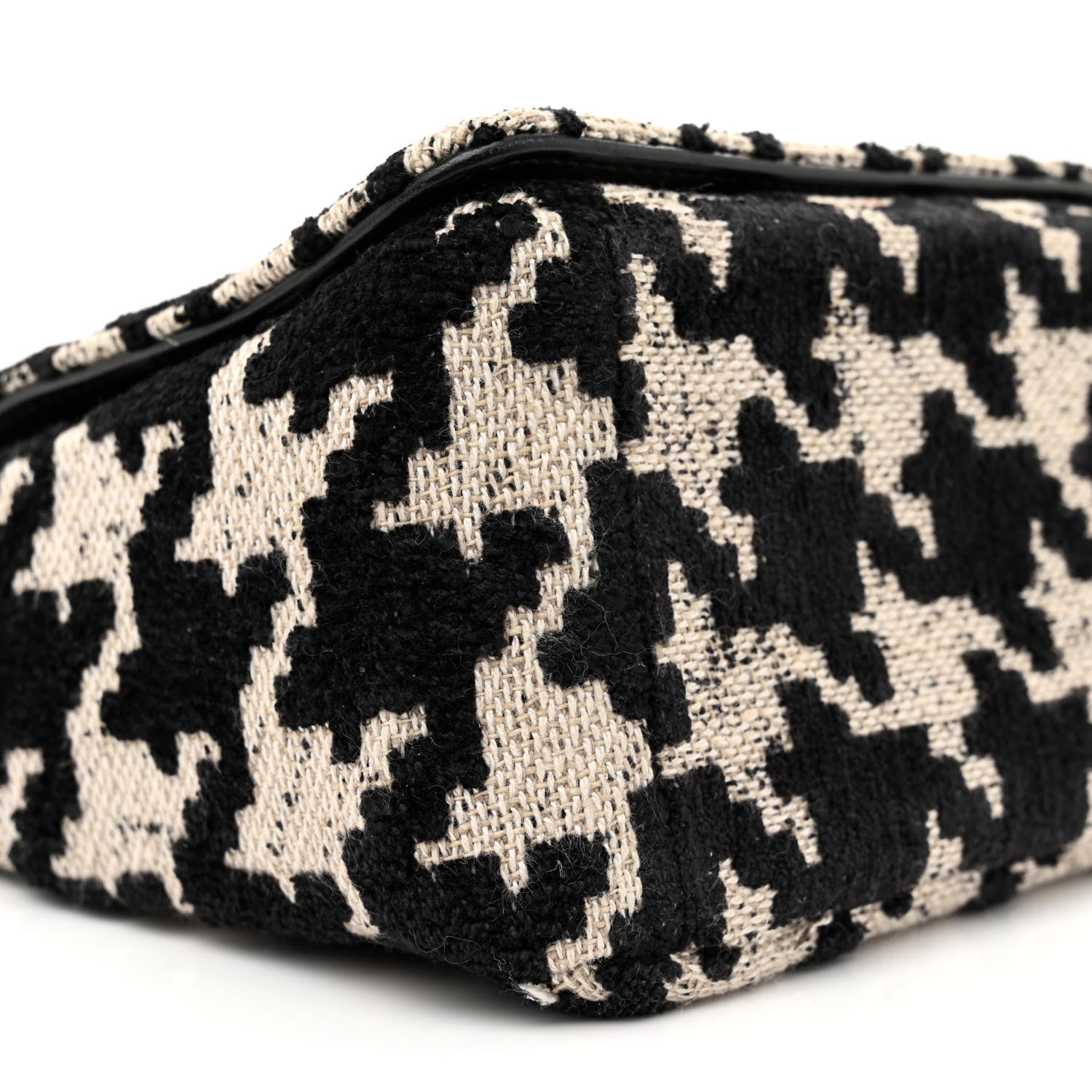 Christian Dior Technical Canvas Macro Houndstooth Medium Caro Bag Black White 9 of 11