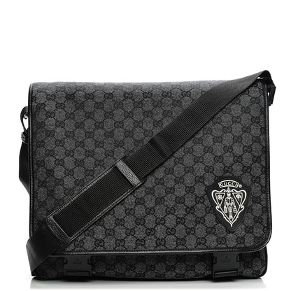 Gucci Denim Monogram Hysteria Double Buckle Flap Messenger Bag 1 of 8