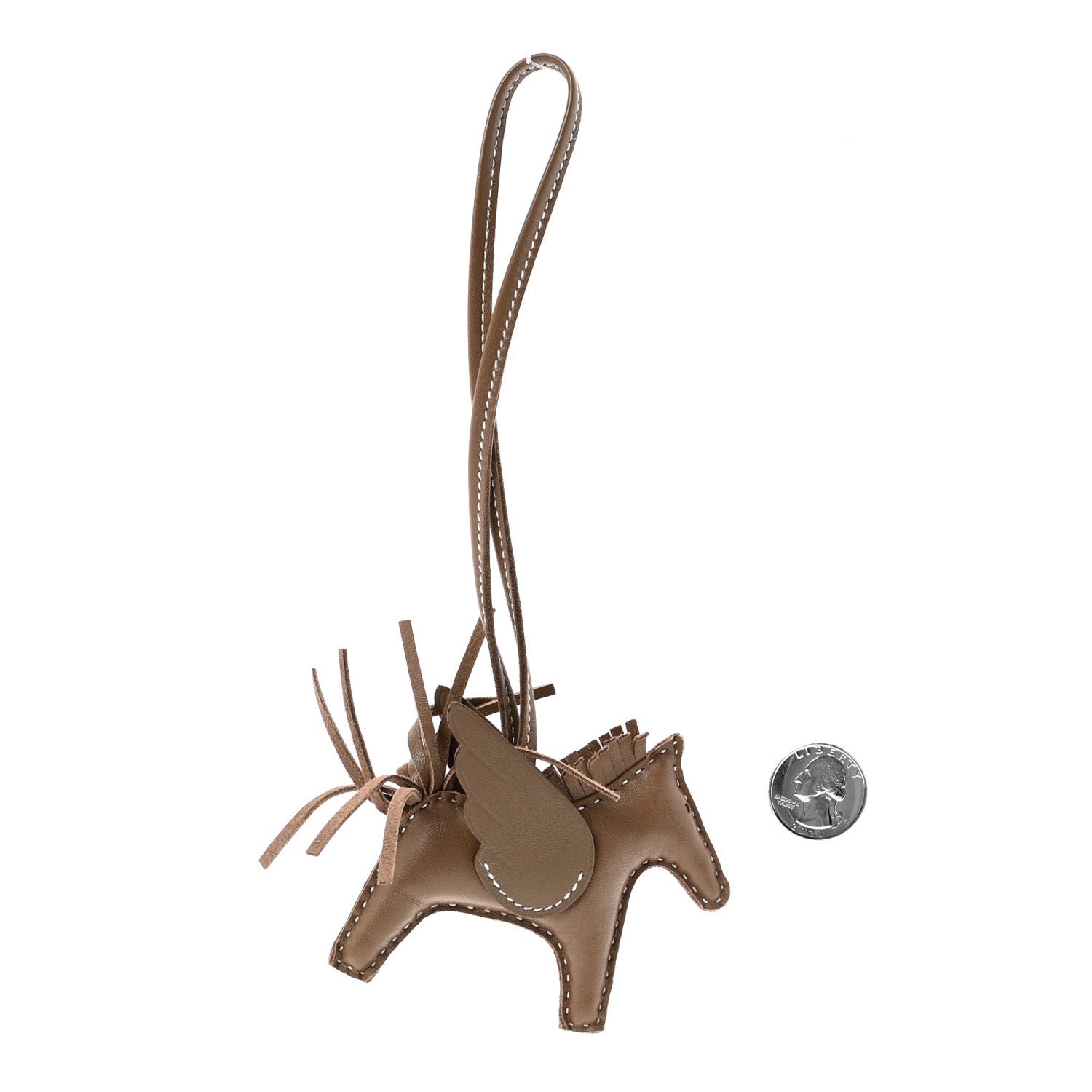 Hermes Milo Lambskin Grigri Rodeo Pegase Horse Bag Charm PM Etoupe 2 of 5