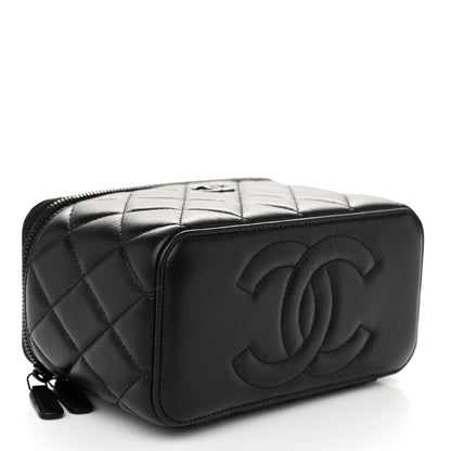 Chanel Lambskin Quilted Small Top Handle Vanity Case With Chain So Black 4 of 11
