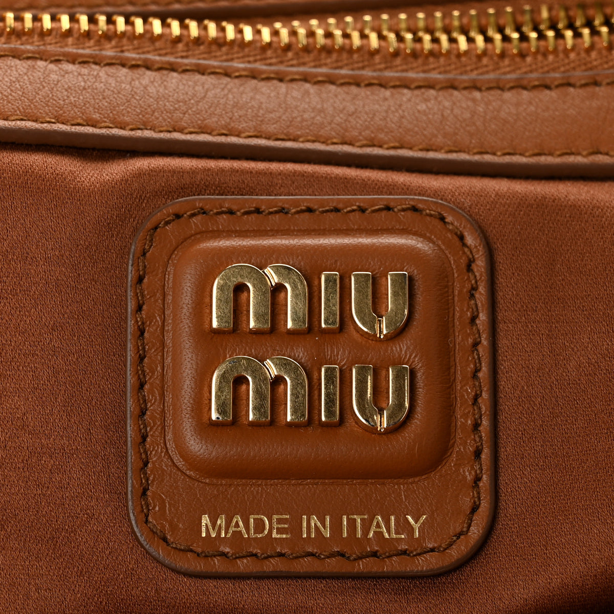 Miu Miu Soft Calf Softy Medium Beau Top Handle Bag Cognac 6 of 9