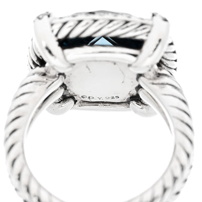 David Yurman Sterling Silver Diamond Hampton Blue Topaz 14mm Chatelaine Pave Bezel Ring 51 5.75 5 of 5
