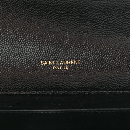 Saint Laurent Grain De Poudre Textured Mixed Matelasse Triquilt Monogram Clutch Black 10 of 11