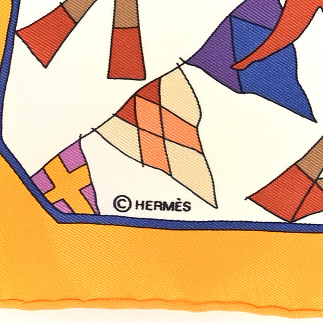 Hermes Silk Vintage Un Amour De Cheval Scarf 70 Bouton D'Or Ivoire Mauve 4 of 6