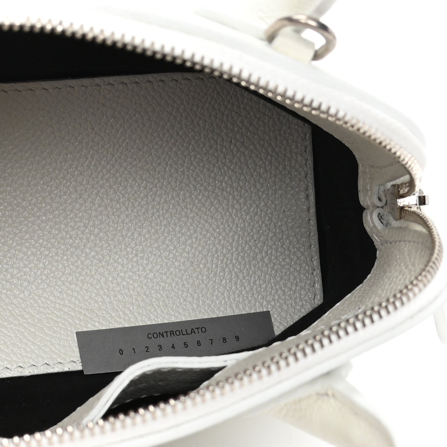 Grained Calfskin XXS Ville Top Handle Bag White Black