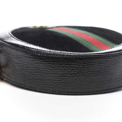 Gucci Suede Patent Web Mini Ophidia Round Shoulder Bag Black 8 of 10