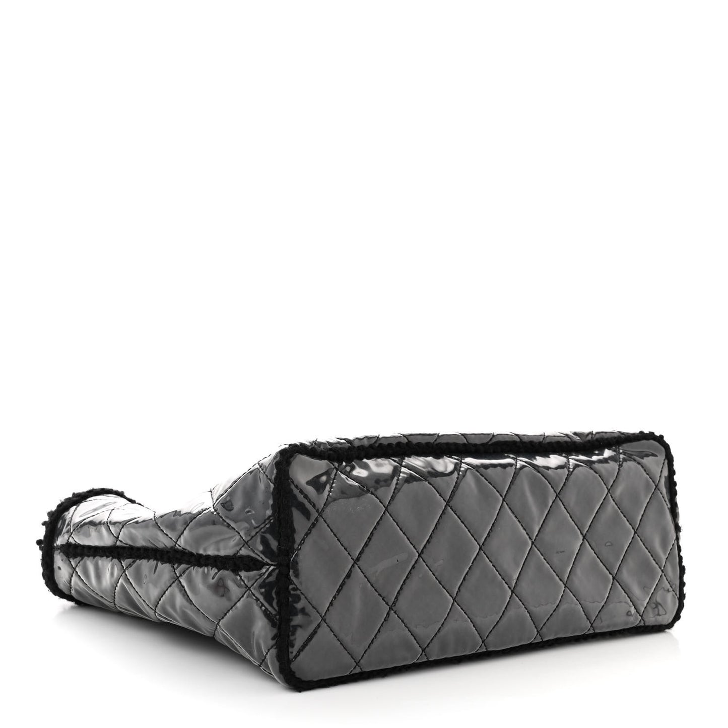 Vinyl Quilted Funny Tweed Tote Black