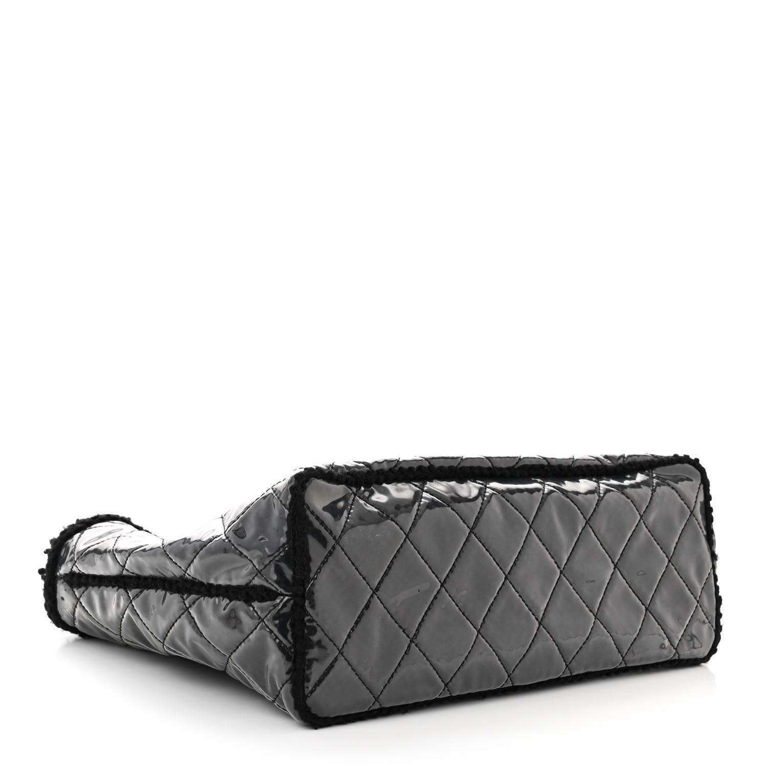 Chanel Vinyl Quilted Funny Tweed Tote Black 4 of 12