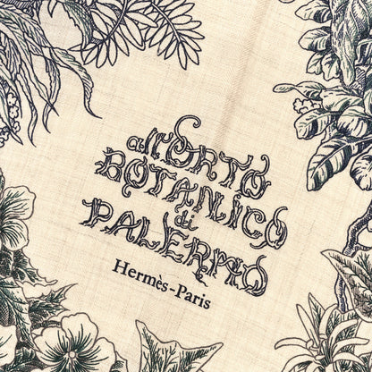 Hermes Cashmere Silk All 'Orto Botanico Di Palermo Shawl 140 Vert Loden Naturel Encre 3 of 3