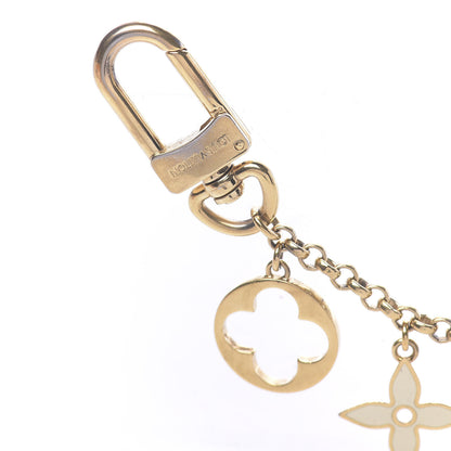 Louis Vuitton Brass Enamel Fleur De Monogram Bag Charm Chain Gold 3 of 4