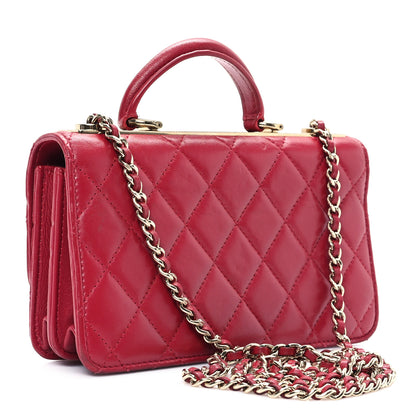 Chanel Lambskin Quilted Trendy CC Dual Handle Clutch With Chain Red 3 of 13