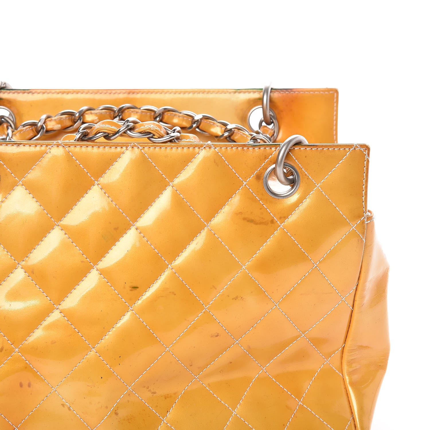 Chanel Patent Quilted Petit Timeless Tote PTT Yellow 26 of 39