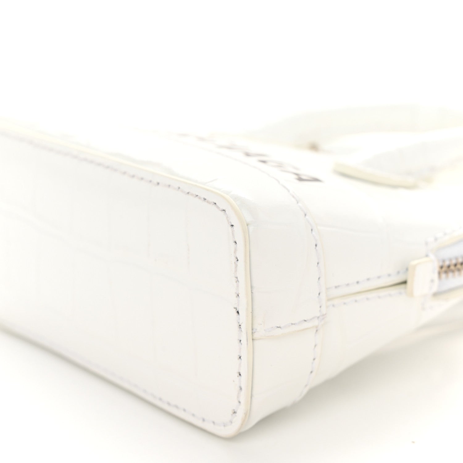 Balenciaga Calfskin Logo Crocodile Embossed Mini Ville Top Handle Bag White Black 9 of 9