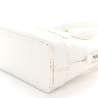 Balenciaga Calfskin Logo Crocodile Embossed Mini Ville Top Handle Bag White Black 9 of 9