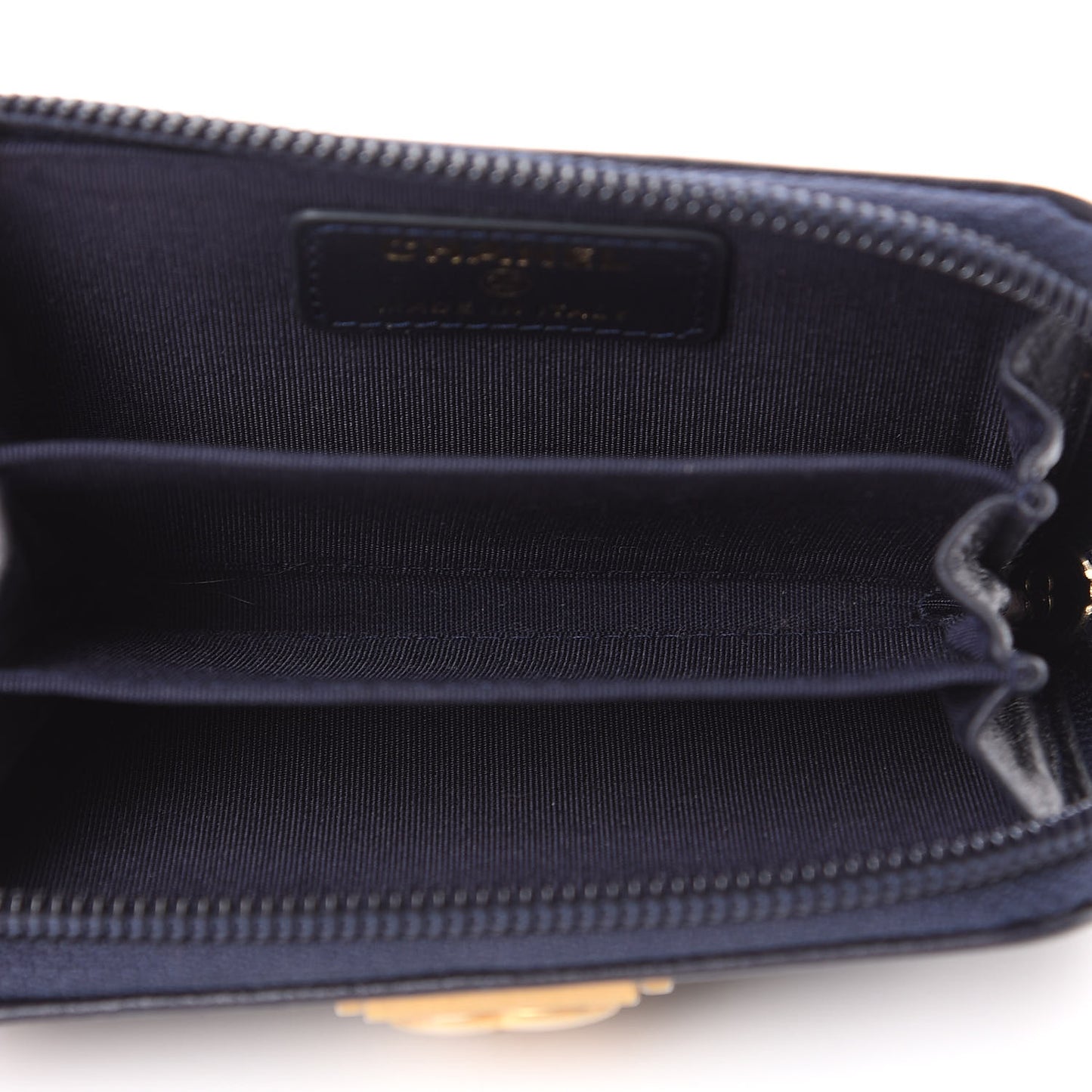 Caviar Quilted Boy Zip Around Coin Purse Wallet Navy