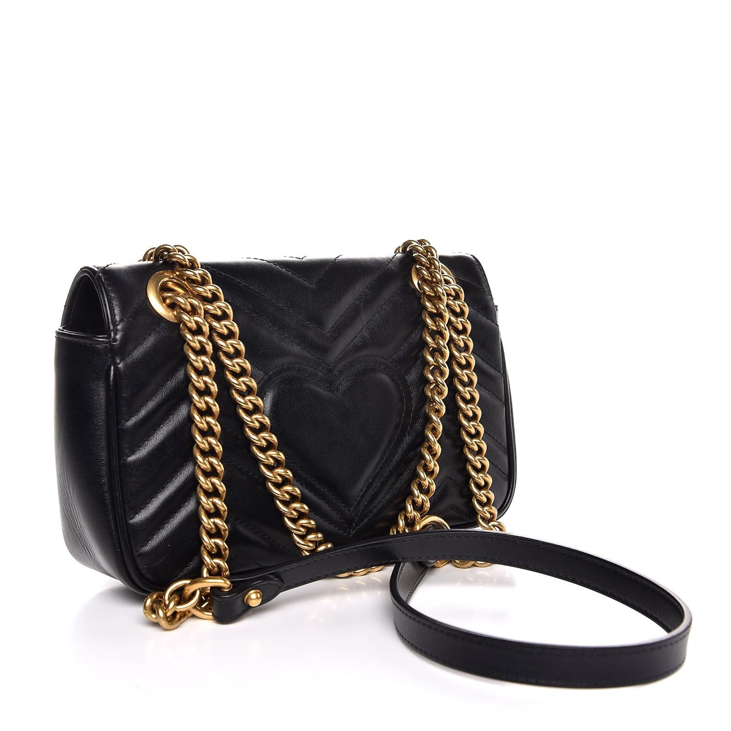 Calfskin Matelasse Mini GG Marmont Shoulder Bag Black