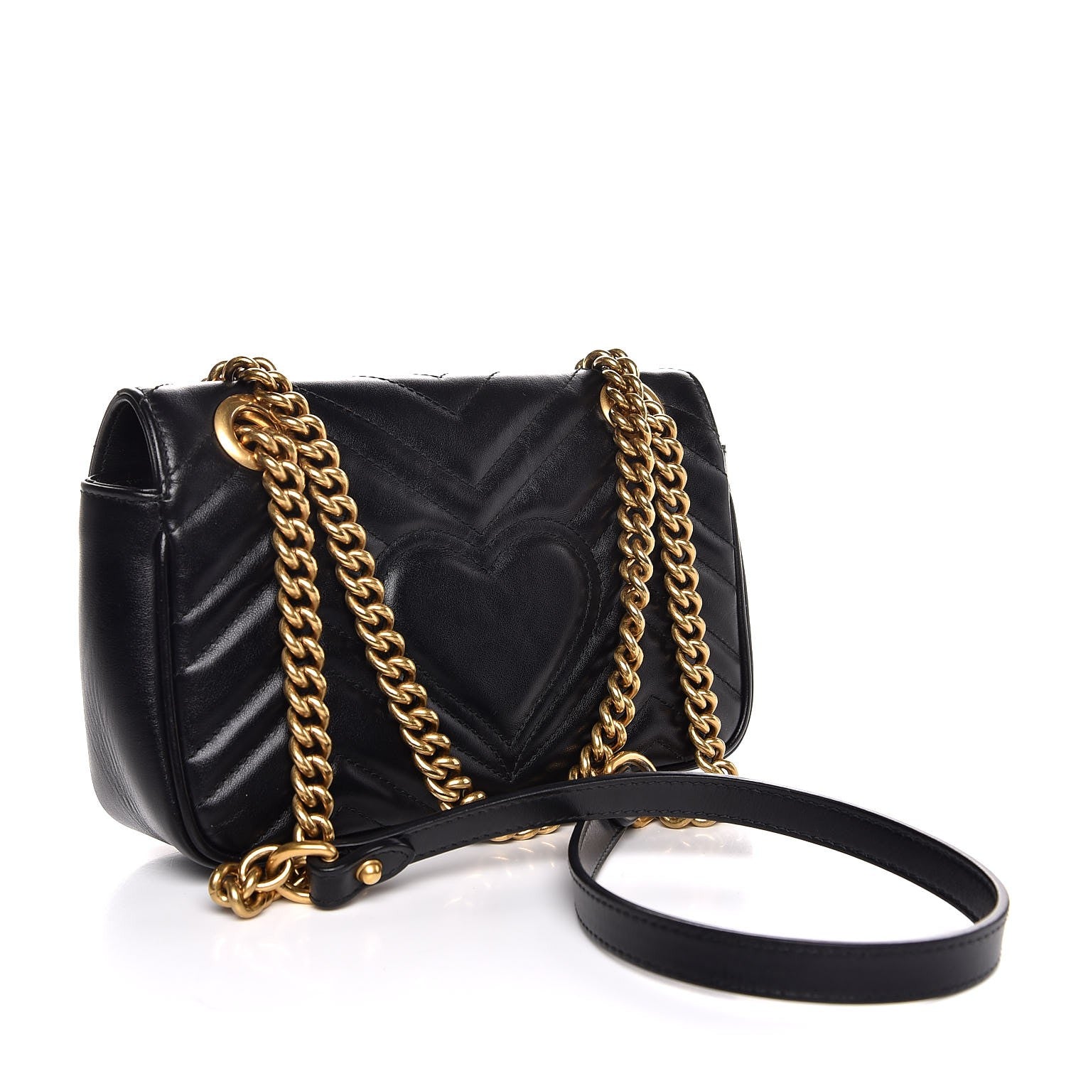 Gucci Calfskin Matelasse Mini GG Marmont Shoulder Bag Black 3 of 7