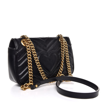 Gucci Calfskin Matelasse Mini GG Marmont Shoulder Bag Black 3 of 7