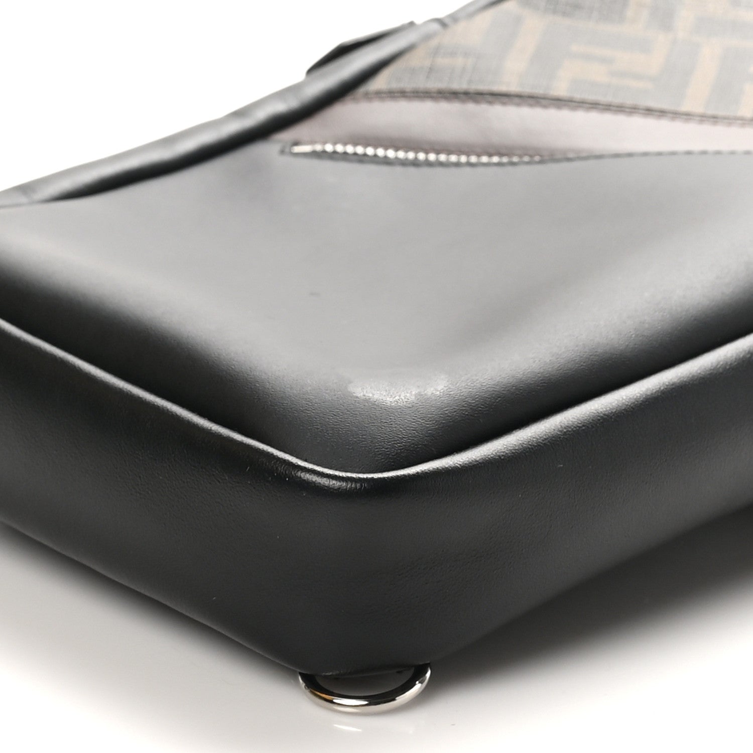 Fendi Glazed Fabric Vitello Liberty FF 1974 Diagonal Sling Bag Tobacco Moresco Black 10 of 12