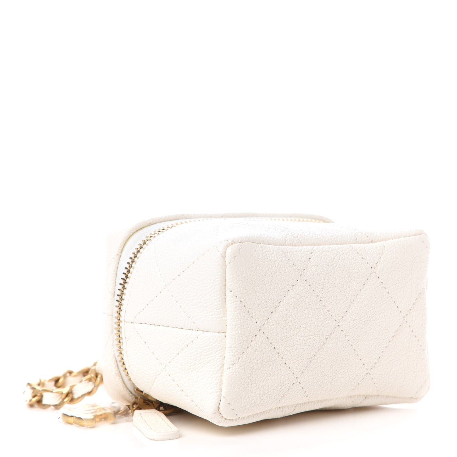 Chanel Caviar Quilted Mini Top Handle Vanity With Chain White 4 of 11