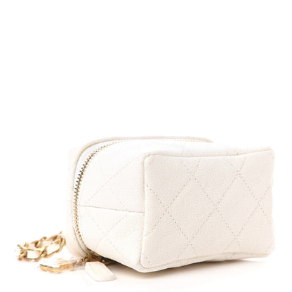 Chanel Caviar Quilted Mini Top Handle Vanity With Chain White 4 of 11