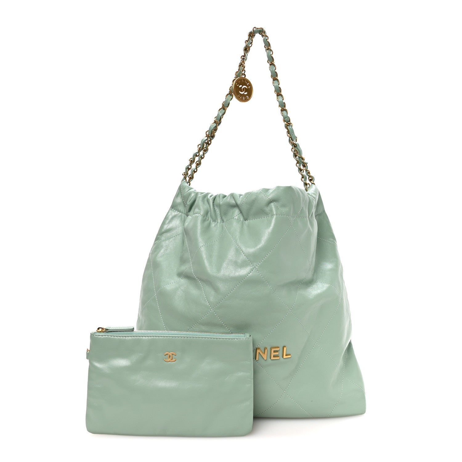 Chanel Shiny Calfskin Quilted Chanel 22 Light Green 3 of 11
