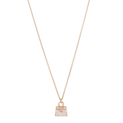 Hermes 18K Rose Gold Diamond Birkin Amulettes Pendant Necklace 1 of 5