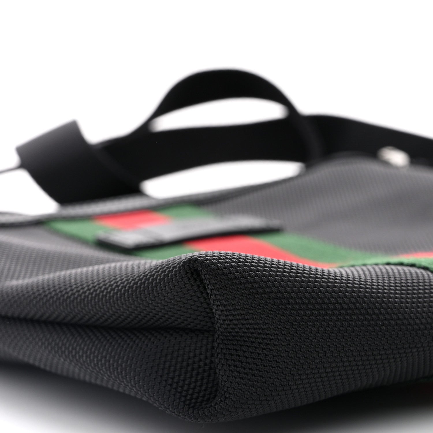 Gucci Techno Canvas Selleria Calfskin Web Small Flat Messenger Bag Black 9 of 10