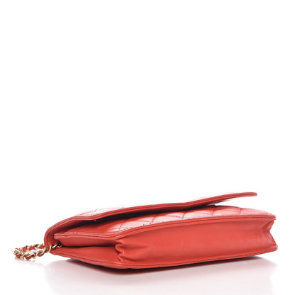Chanel Lambskin Quilted Wallet On Chain WOC Red 4 of 11