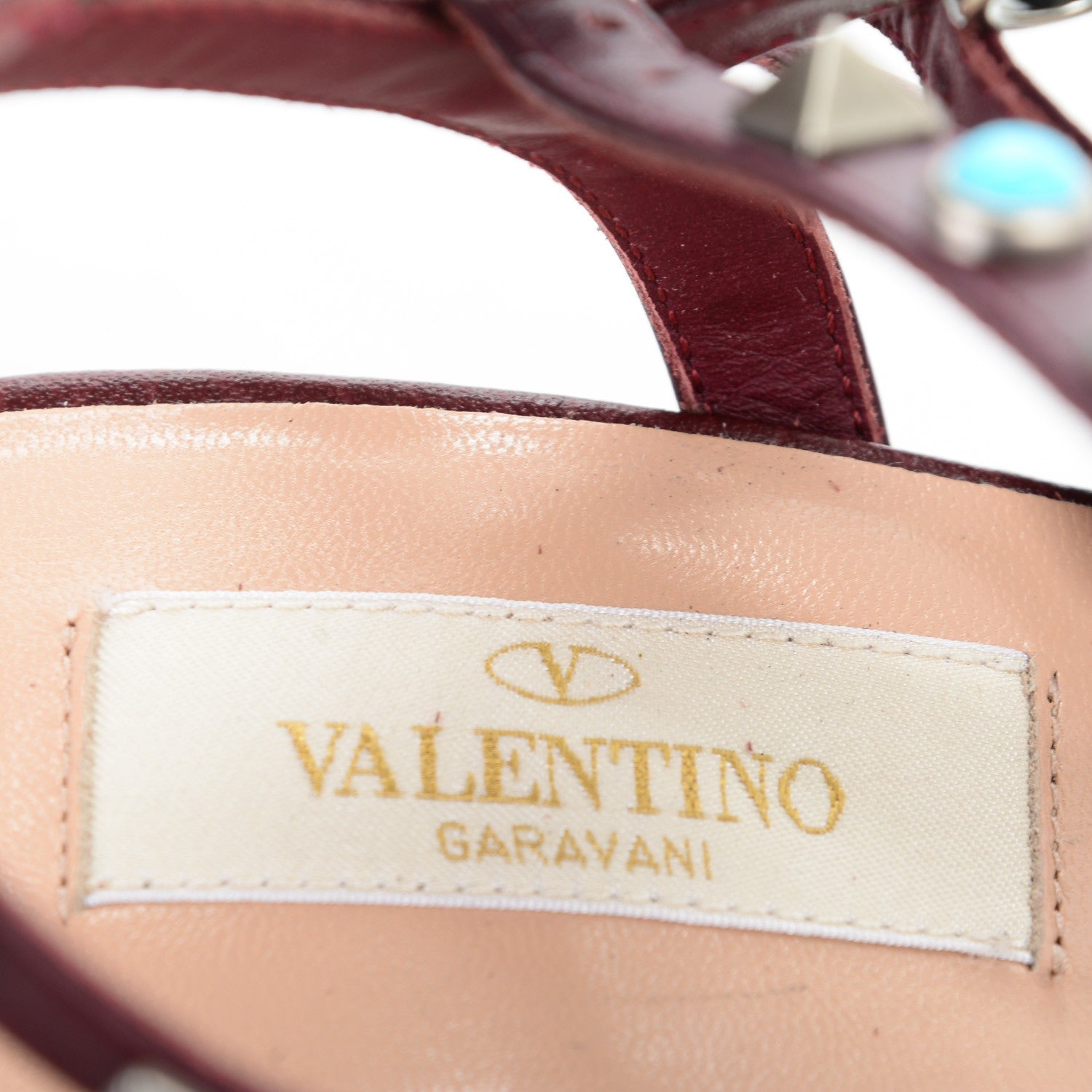 Valentino Garavani Pebbled Calfskin Turquoise Rockstud Rolling Ankle Strap 65mm Pumps 37.5 Rubin 7 of 9