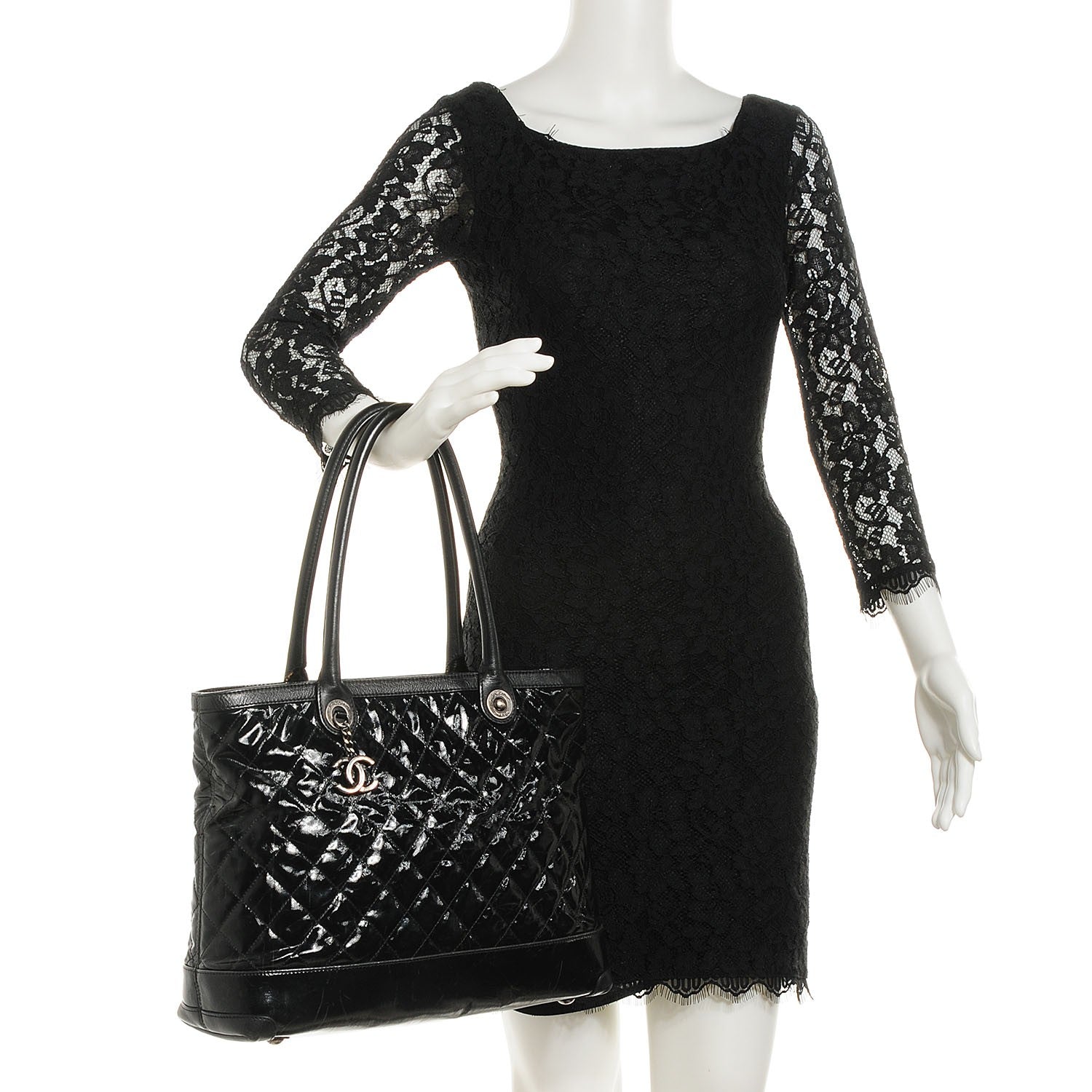 Chanel Calfskin Coated Canvas Quilted Tote Black 2 of 7