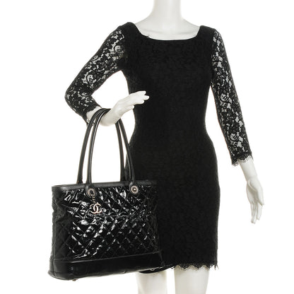 Chanel Calfskin Coated Canvas Quilted Tote Black 2 of 7