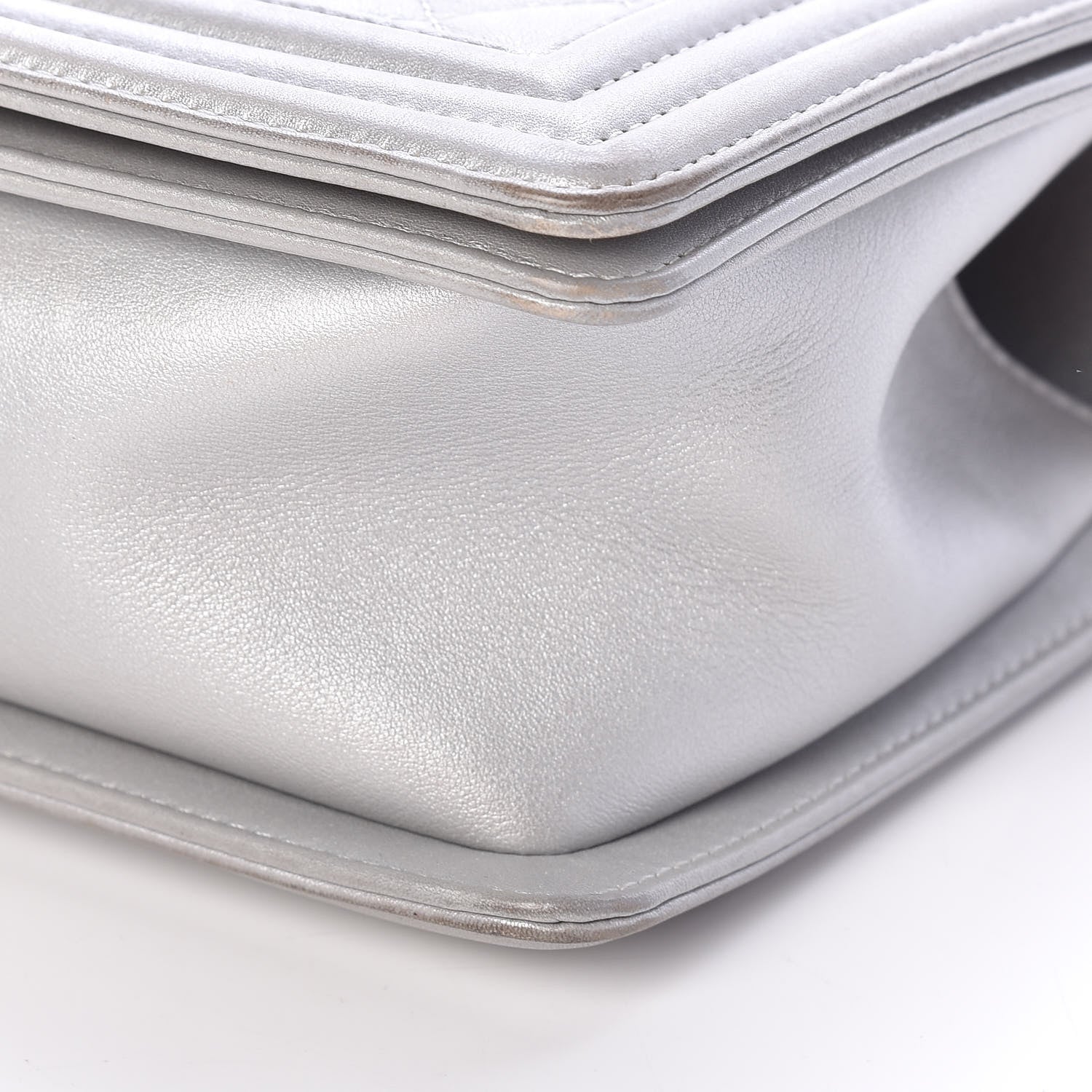 Chanel Metallic Lambskin Quilted Medium Boy Flap Silver 9 of 10