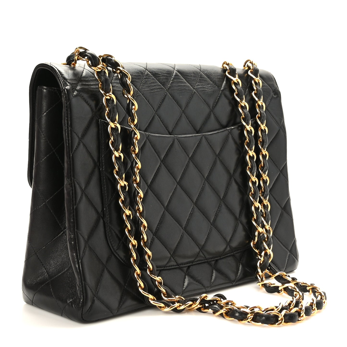 Lambskin Quilted Jumbo Single Flap Black