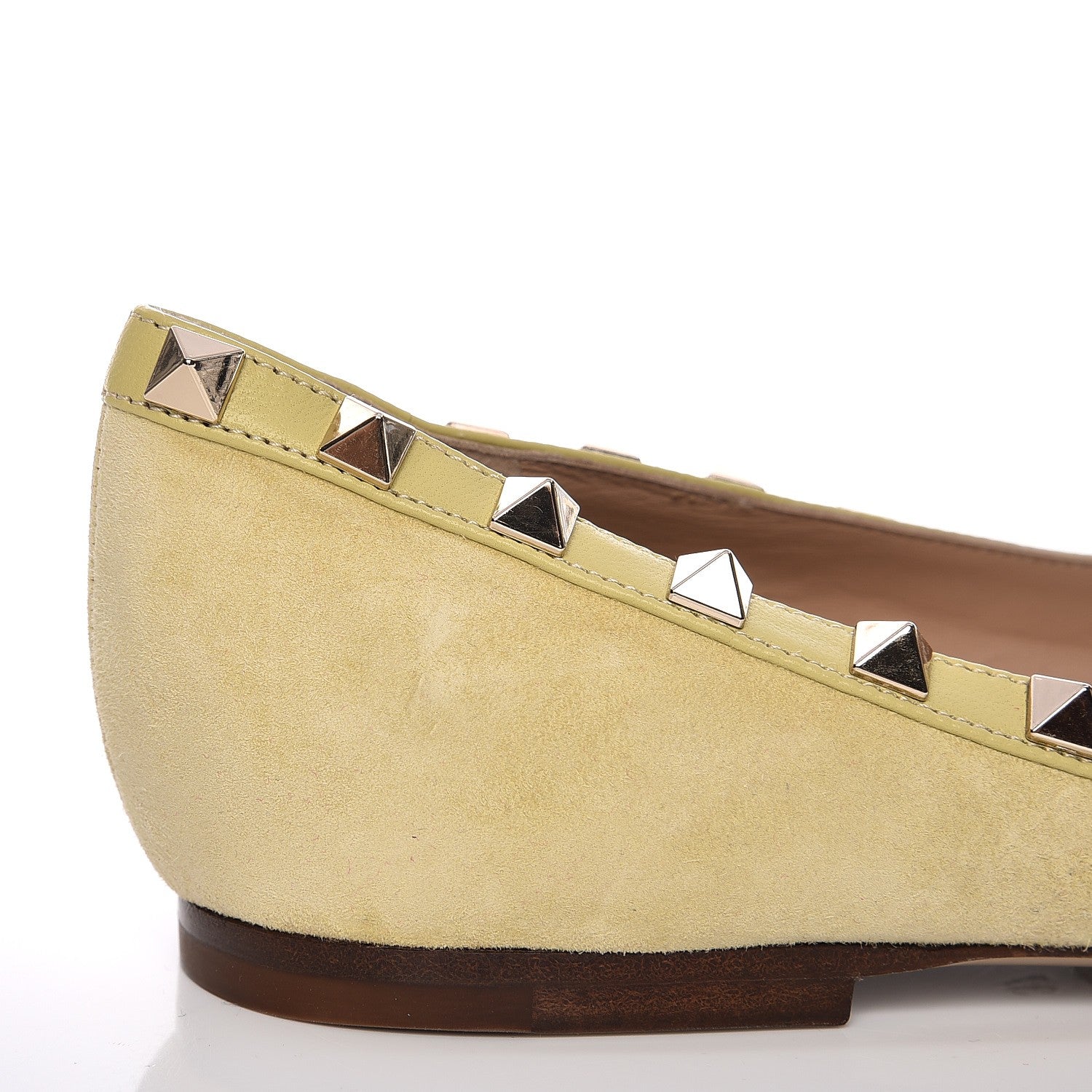 Valentino Garavani Suede Rockstud Ballerina Flats 37 Light Yellow 8 of 10