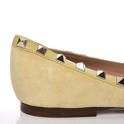 Valentino Garavani Suede Rockstud Ballerina Flats 37 Light Yellow 8 of 10