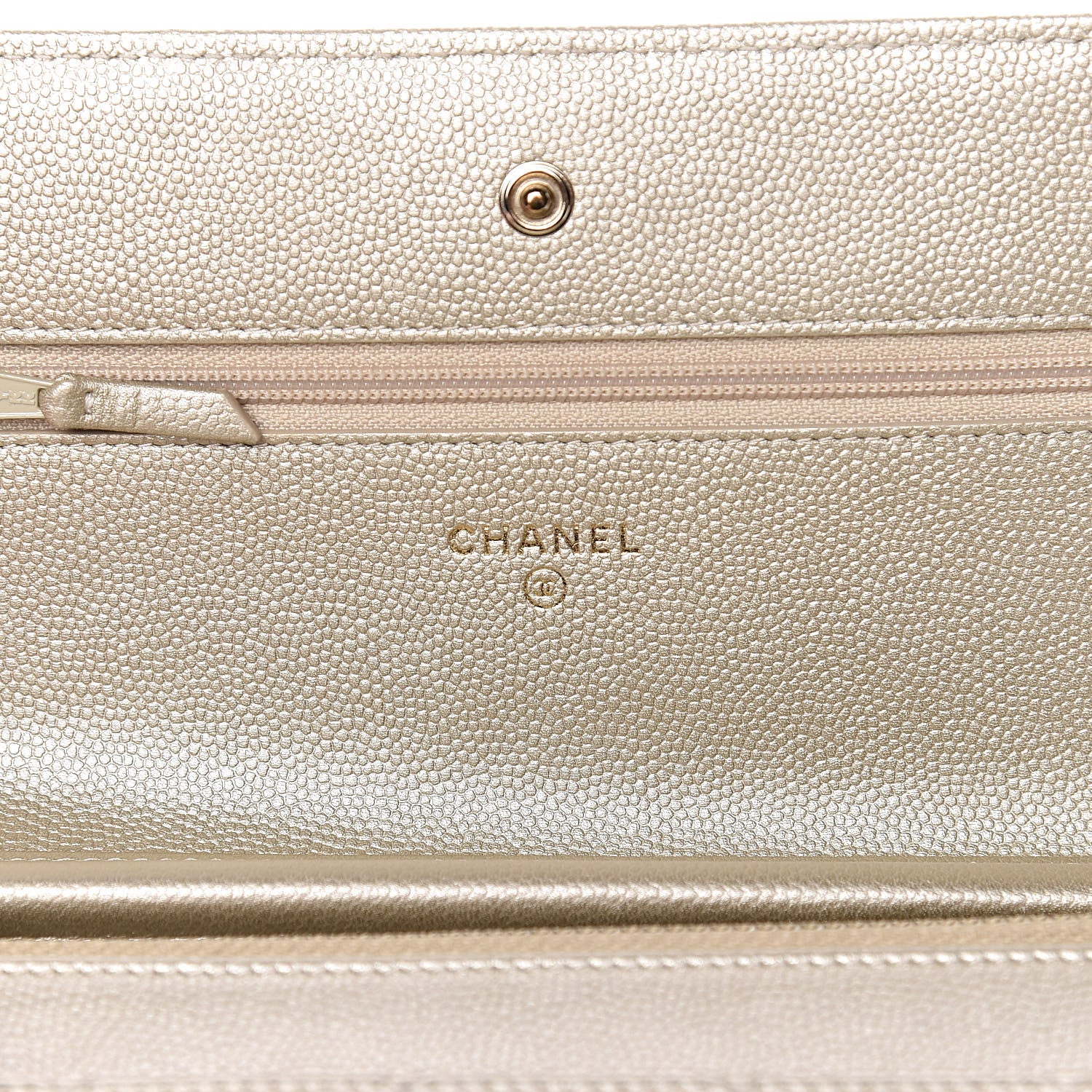Chanel Pearly Caviar Quilted Wallet On Chain WOC Light Gold 6 of 12