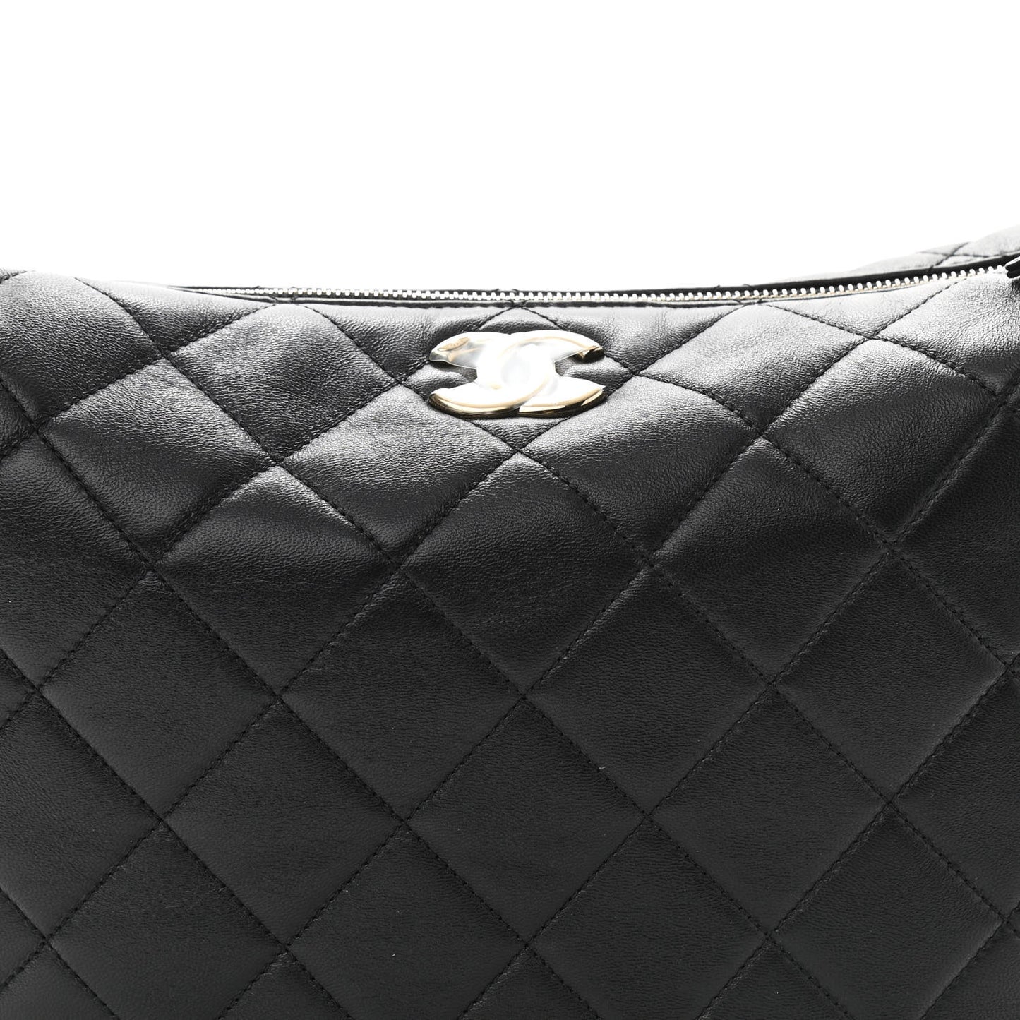 Lambskin Resin Elegant Maxi Hobo Black