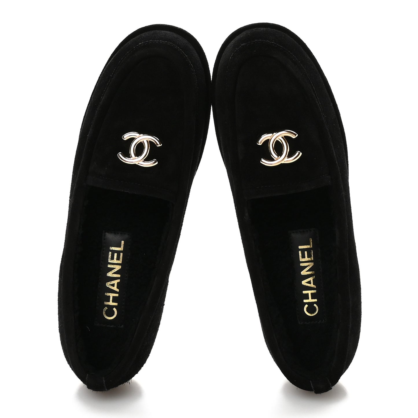 Suede Calfskin CC Mocassins 38 Black