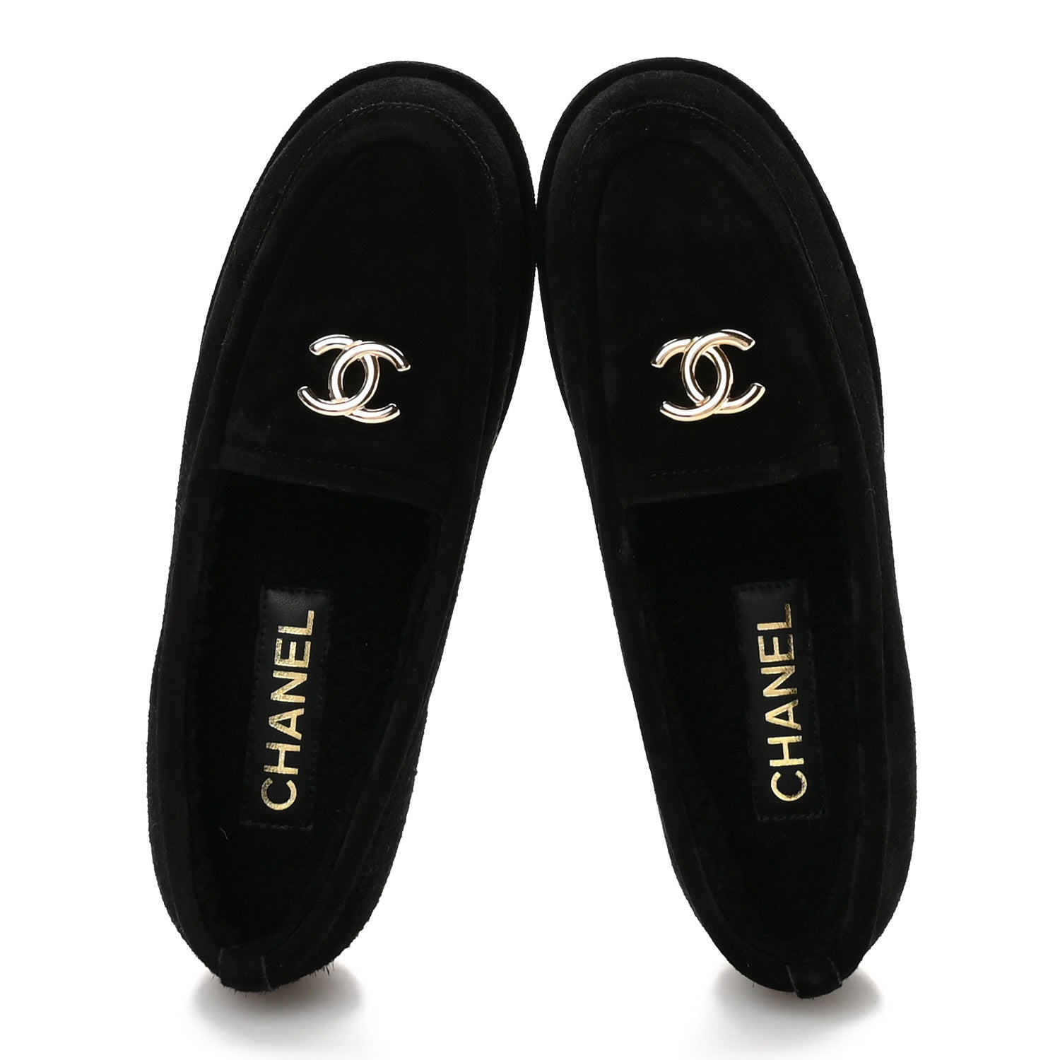 Chanel Suede Calfskin CC Mocassins 38 Black 2 of 9