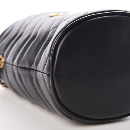 Gucci Calfskin Matelasse Mini GG Marmont 2.0 Bucket Bag Black 5 of 9