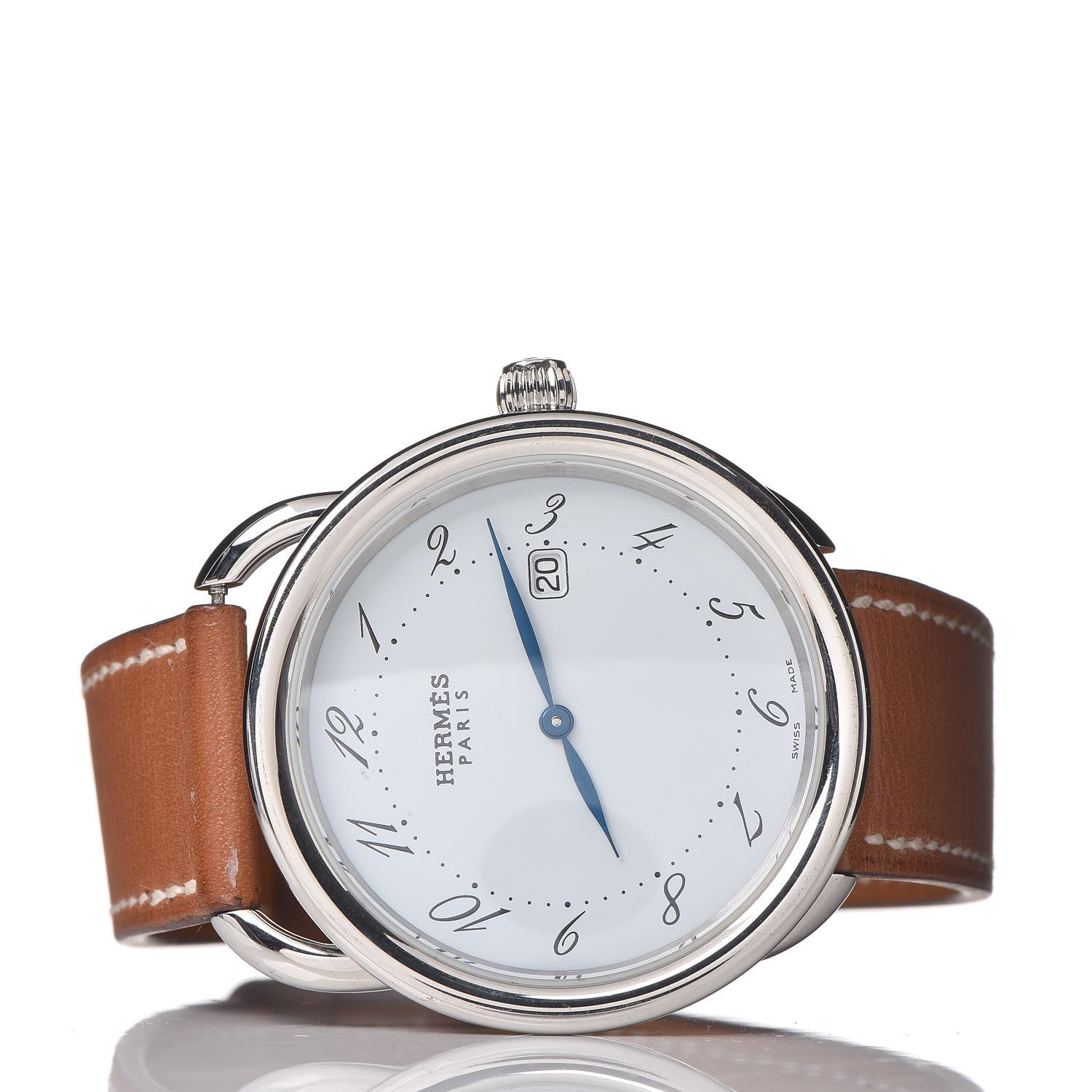 Hermes Stainless Steel Barenia 38mm Arceau Quartz Watch Fauve 3 of 13